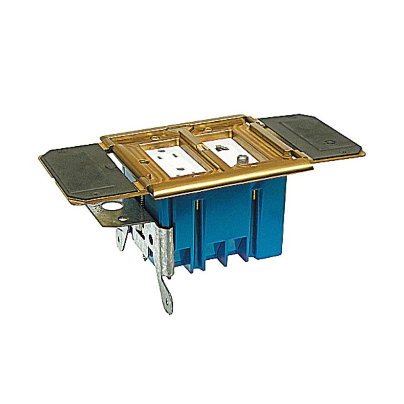 Carlon Adjust-A-Box B234BFBB Adjustable Non-Metallic Floor Box, Brass, 34 cu-in Capacity, 2 Gangs, 4-3/4 in W x 5 in H